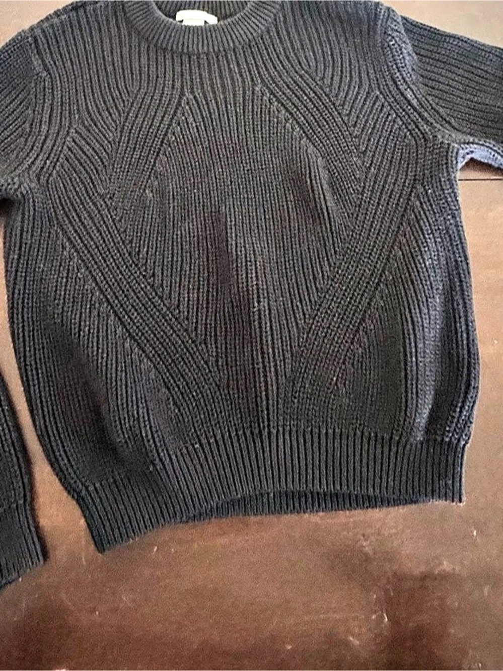 H&M Black Textured Ribbed Knit Crewneck Sweater Size Medium
